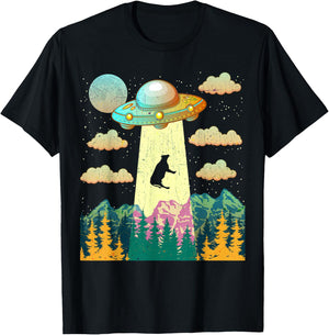Cow UFO Abduction Vintage BELIEVE Retro Gift T-Shirt - T-Shirt | Black