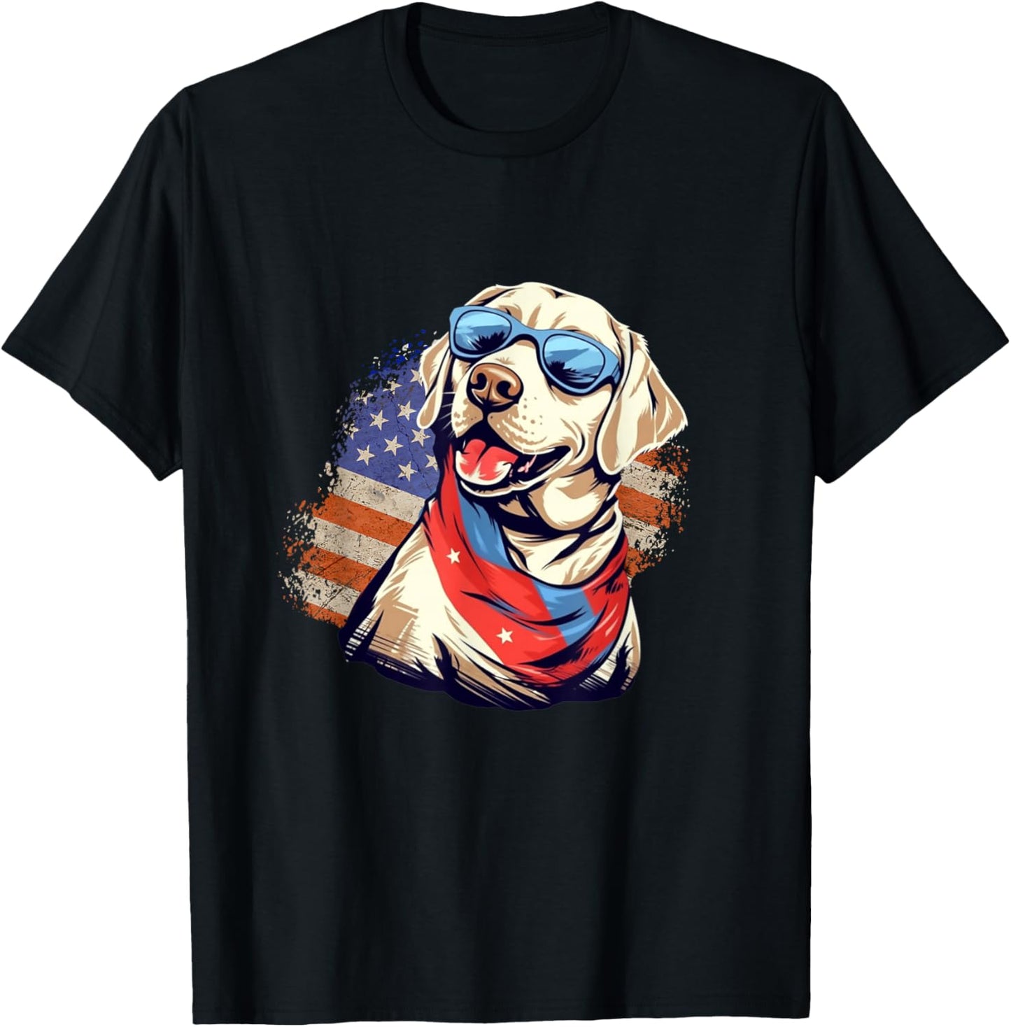 Yellow Lab 4th of July Design: Patriotic Pup Labrador Pride T-Shirt - T-Shirt | Black