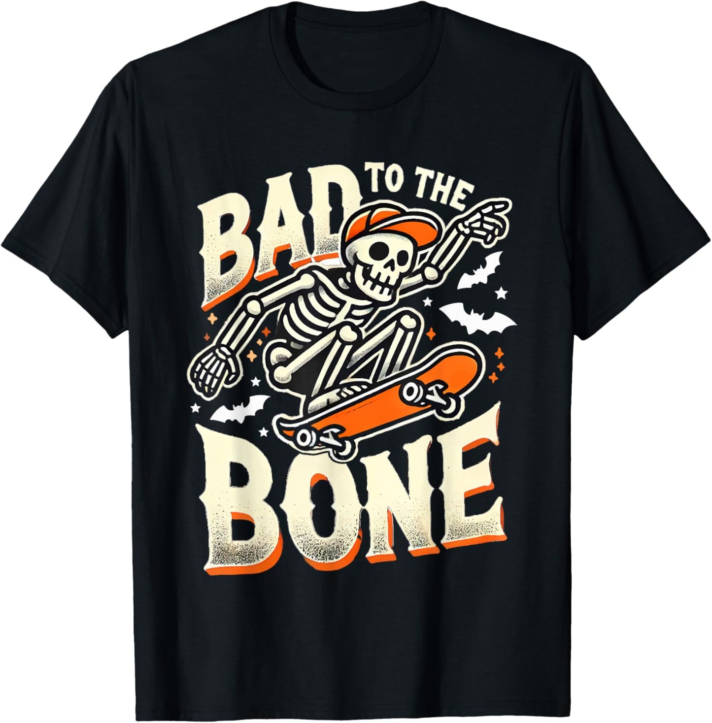 Bad To The Bone Skate Skateboard Shirt Youth Boys Girls T-Shirt - T-Shirt | Black