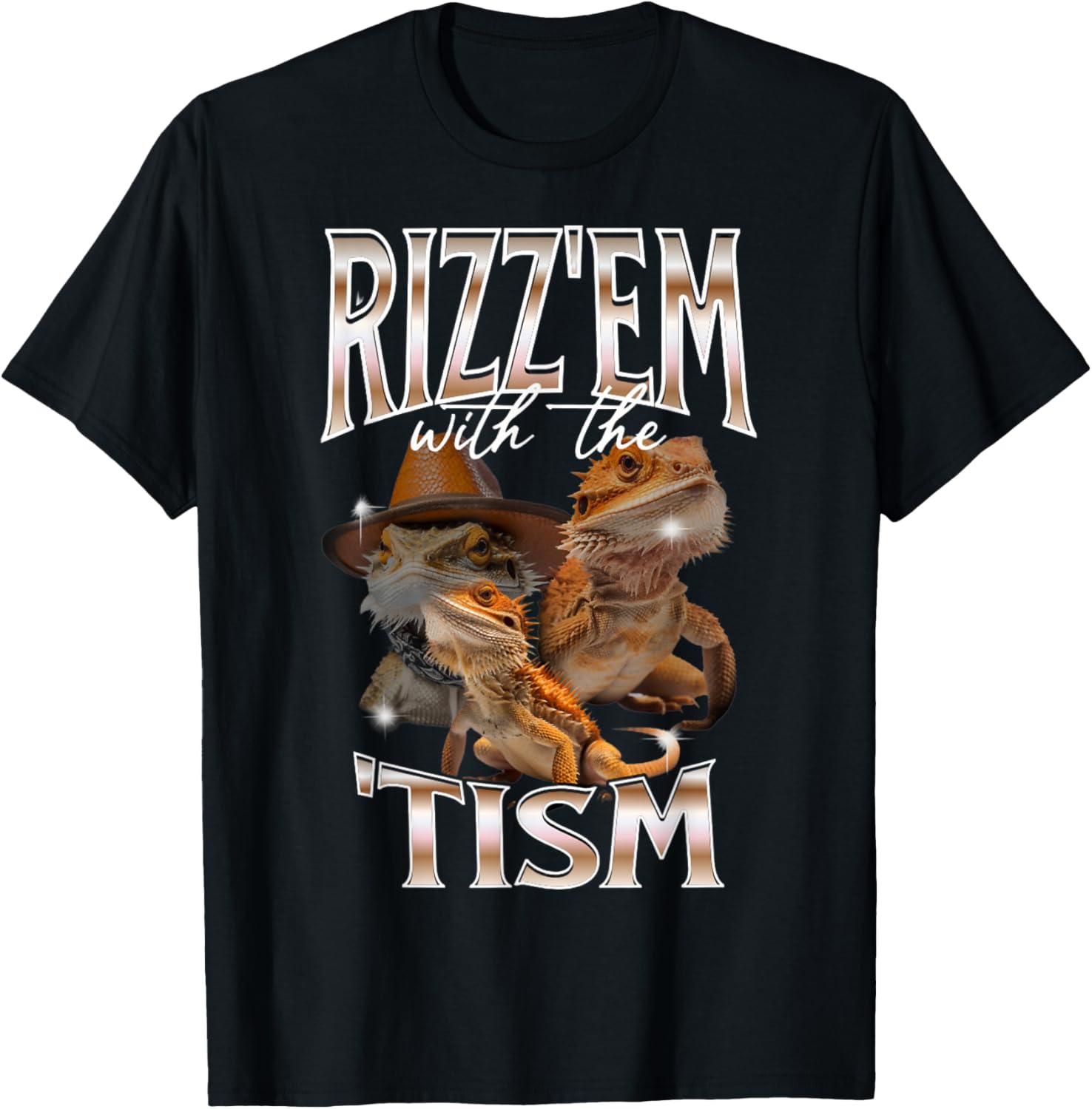 Rizz Em With The Tism Bearded Dragon Autistic Bootleg Rap T-Shirt - T-Shirt | Black