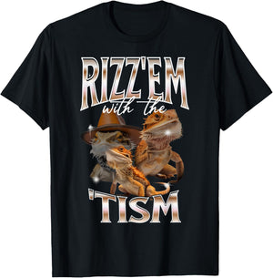 Rizz Em With The Tism Bearded Dragon Autistic Bootleg Rap T-Shirt - T-Shirt | Black