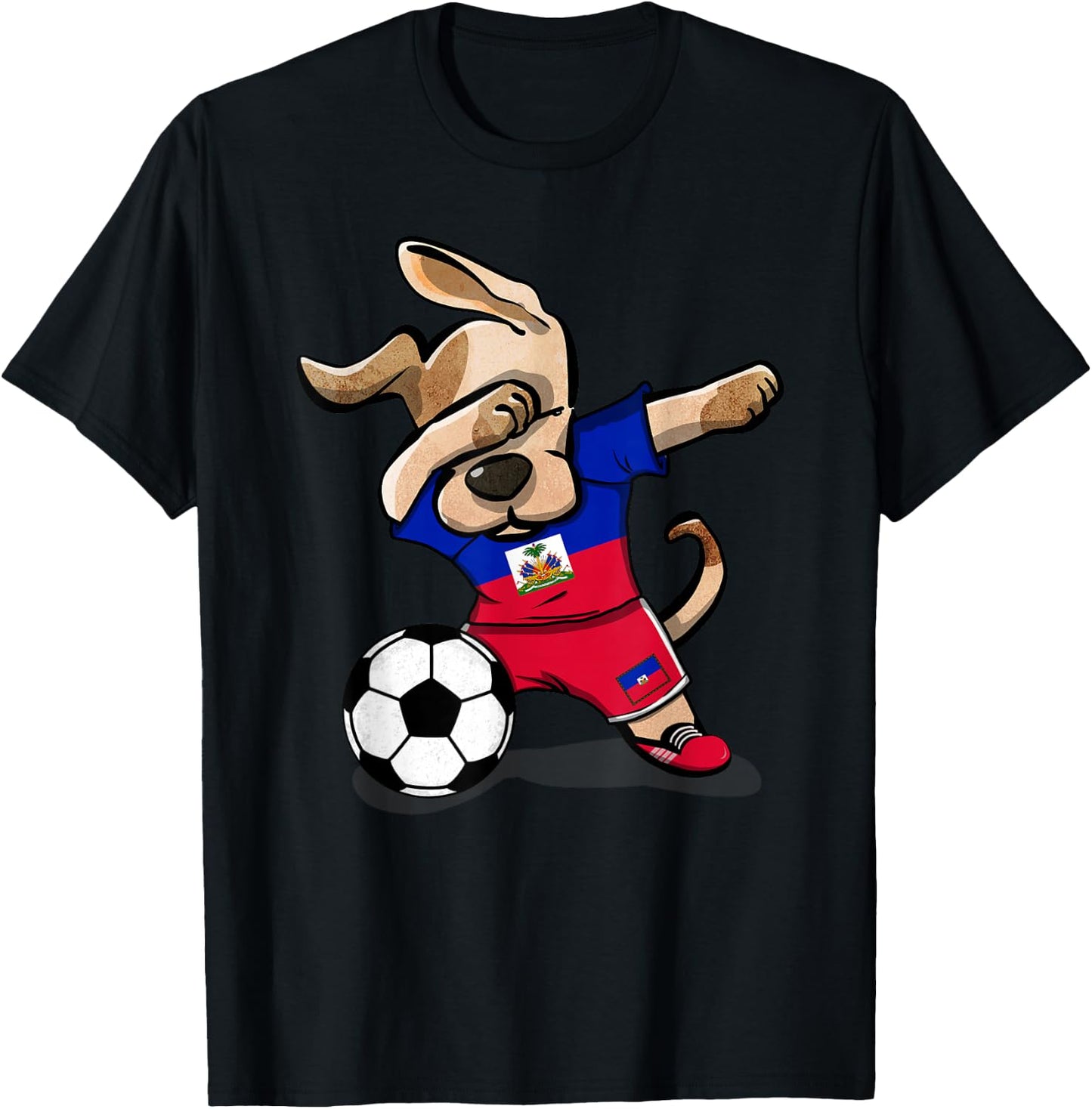 Dabbing Dog Haiti Soccer Jersey Haitian Football Lover Gift Women Girls Kids T-Shirt - T-Shirt | Black