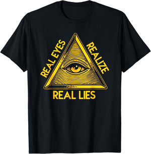 All-Seeing Eye - 'Real Eyes Realize Real Lies Pyramid T-Shirt - T-Shirt | Black