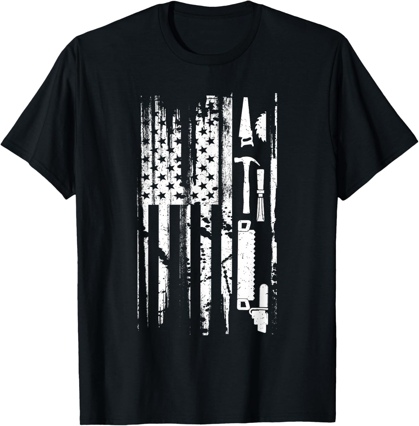 American Flag Woodworking Gift Carpenter Wood Working Small T-Shirt - T-Shirt | Black