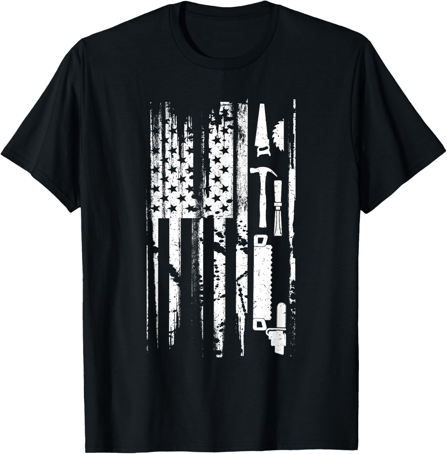 American Flag Woodworking Gift Carpenter Wood Working Small T-Shirt - T-Shirt | Black