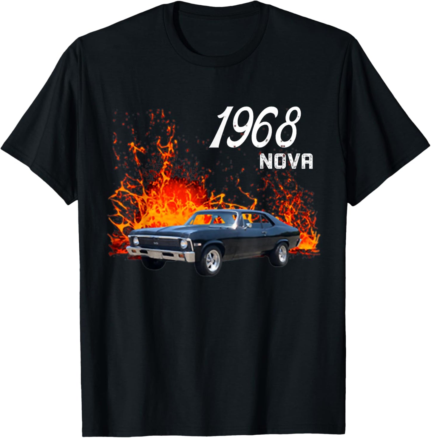1968 68 Chevys Nova 2 Classic Car Old School Muscle Car T-Shirt - T-Shirt | Black