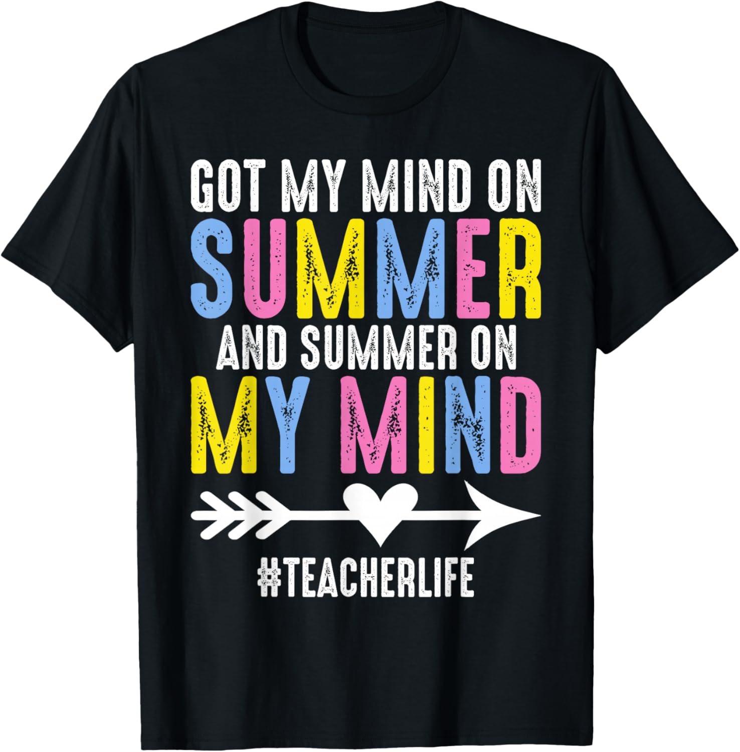 Got My Mind On Summer Teacher Life Funny Summer Teacher T-Shirt - T-Shirt | Black