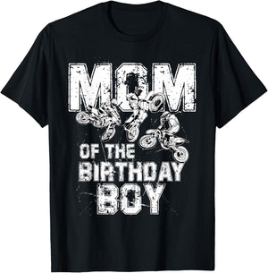 Mom Of The Birthday Boy Dirt Bike Motorcycle T-Shirt - T-Shirt | Black
