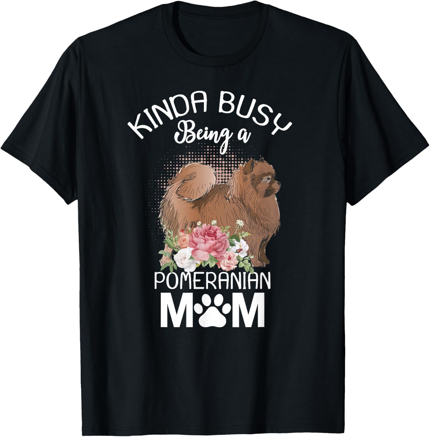 Pomeranian Mom Floral Dog Lovers Women Gift T-Shirt - T-Shirt | Black