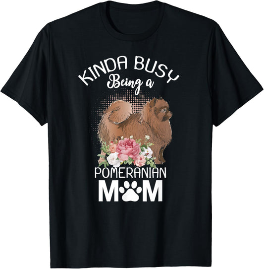 Pomeranian Mom Floral Dog Lovers Women Gift T-Shirt - T-Shirt | Black