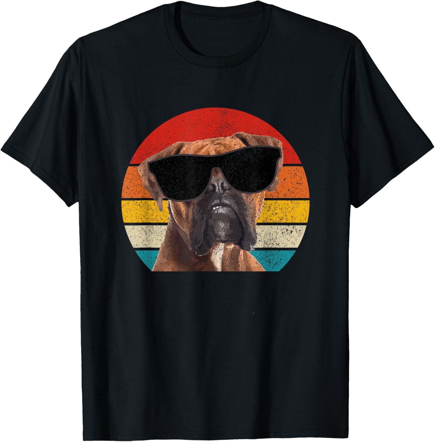 Boxer Dog Sunglasses Vintage Funny Dog Men Women Kids T-Shirt - T-Shirt | Black