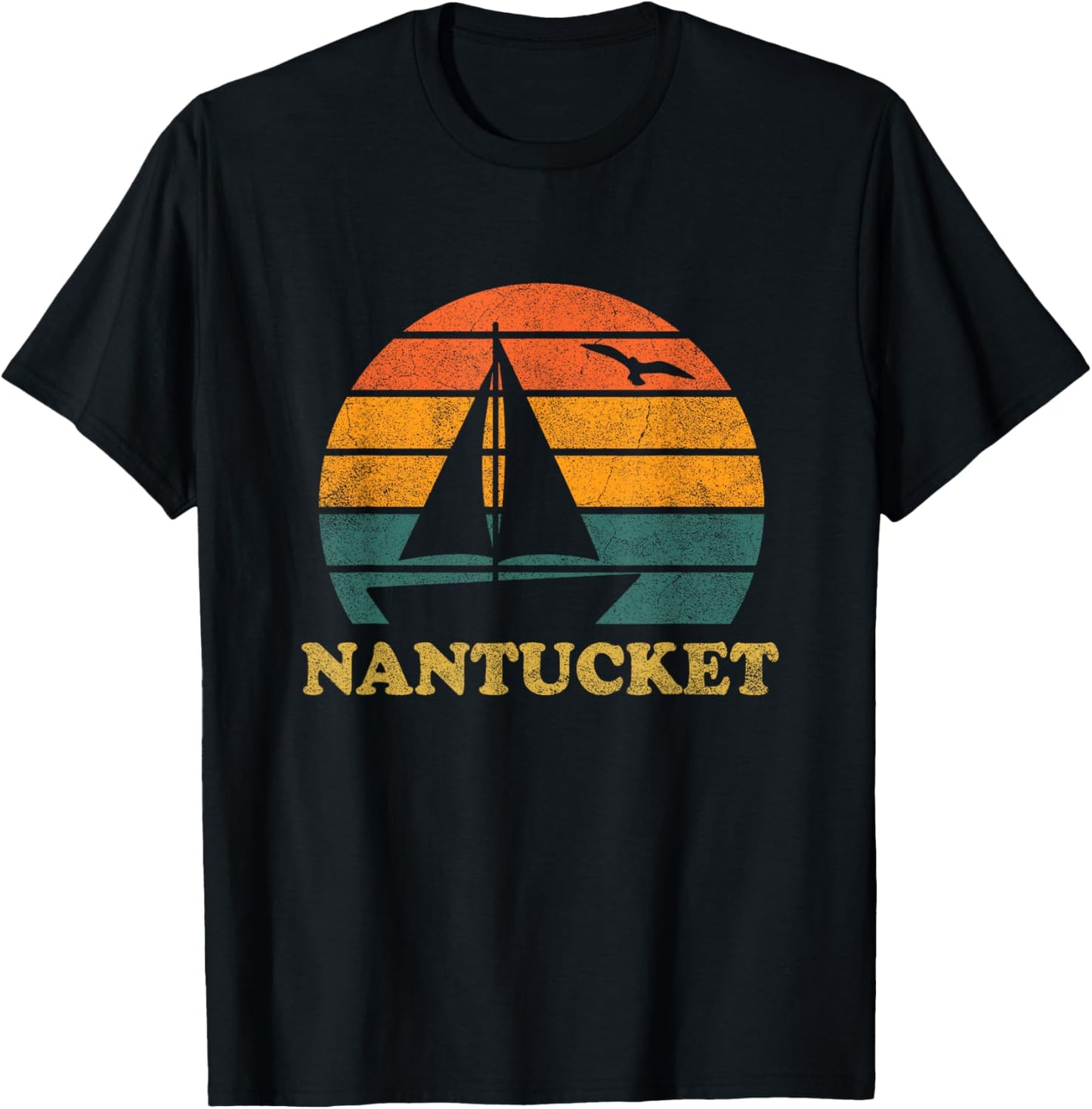 Nantucket Sailboat Sunset Nantucket T-Shirt - T-Shirt | Black