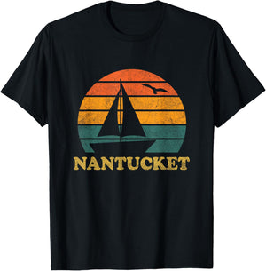 Nantucket Sailboat Sunset Nantucket T-Shirt - T-Shirt | Black