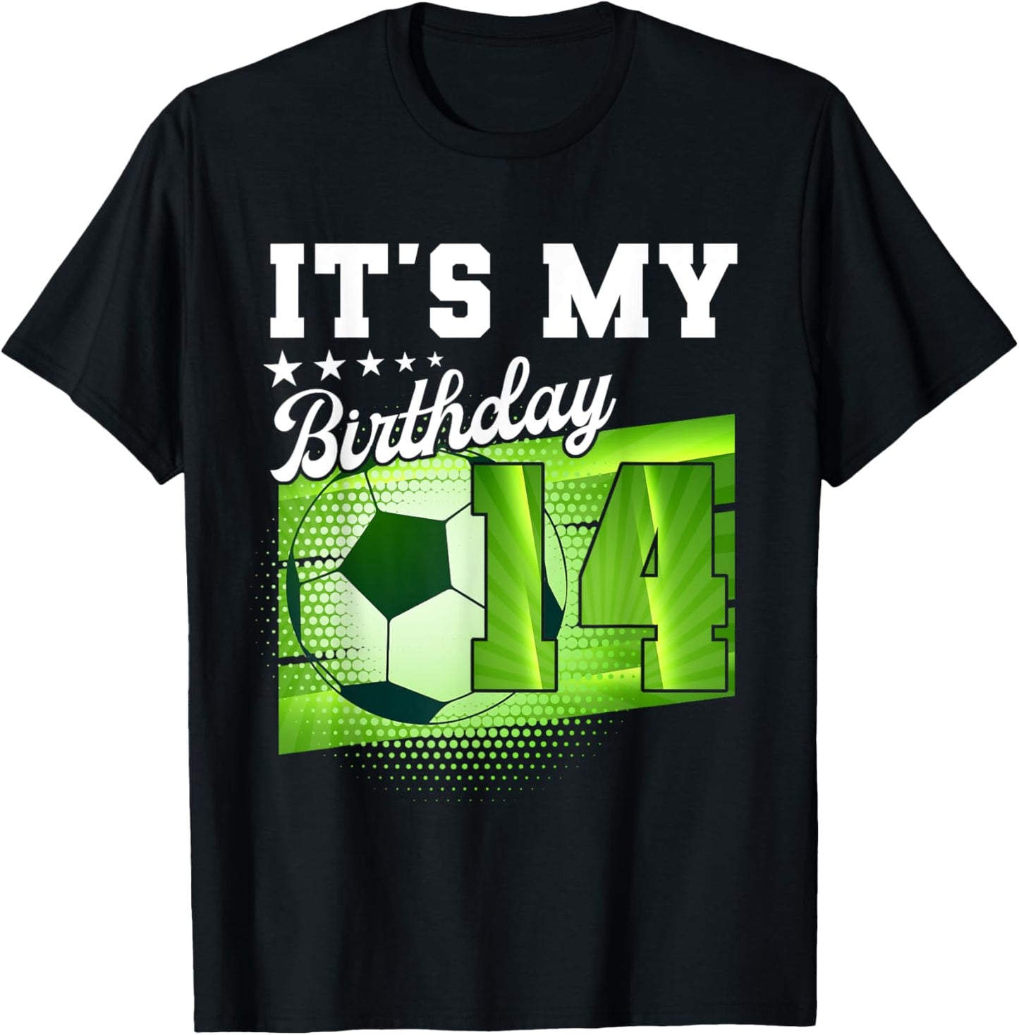 Birthday Boy 14 Soccer Its My 14th Birthday Boys Soccer T-Shirt - T-Shirt | Black