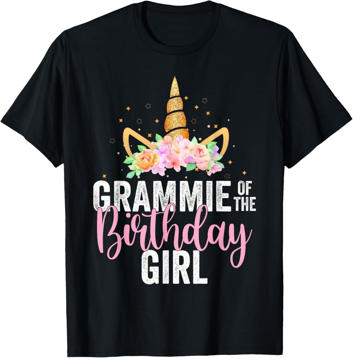Grammie Of The Birthday Girl Unicorn Girls Family Matching T-Shirt - T-Shirt | Black