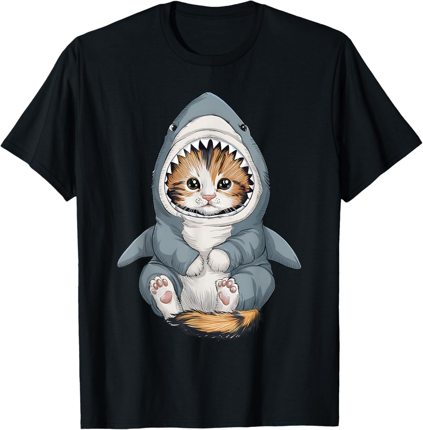 Cute Kitten in a Shark Costume Kitty My Cat is a Shark T-Shirt - T-Shirt | Black
