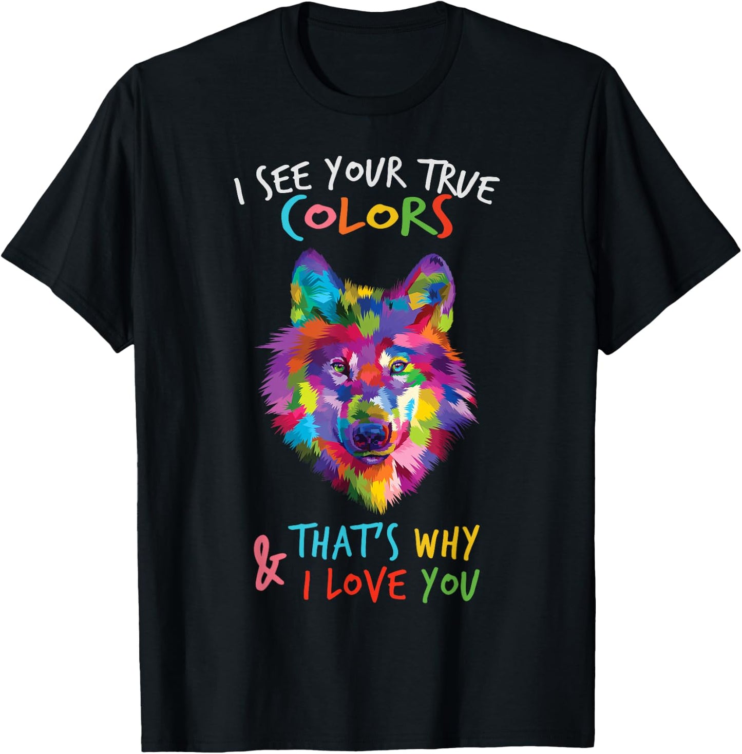 Autism Awareness Wolf It's Ok to be Different Autism T-Shirt - T-Shirt | Black