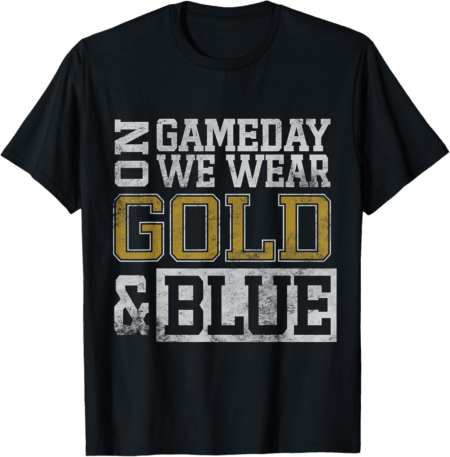 Blue Gold Game Day Group School Tournament Team Cheerleaders T-Shirt - T-Shirt | Black