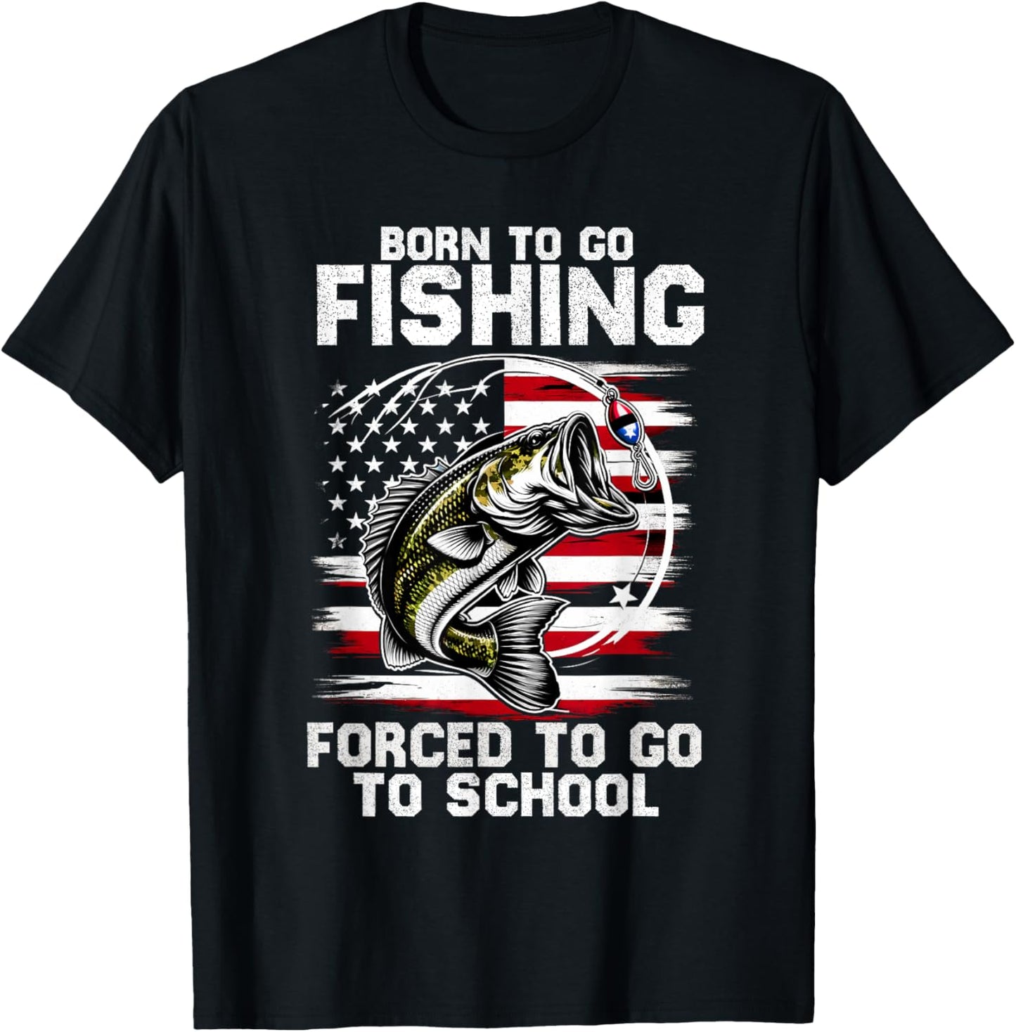 Born To Go Fishing Forced School Funny Fishing Kids Boys T-Shirt - T-Shirt | Black
