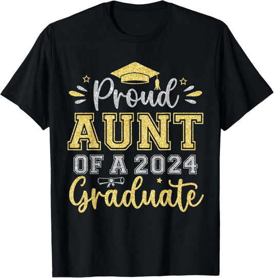 Proud Aunt of a 2024 Graduate Senior Graduation Women T-Shirt - T-Shirt | Black