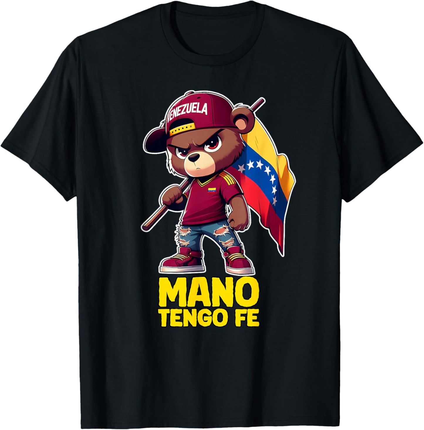 Vinotinto Venezuela Mano Tengo FE Shirt Teddy Bear T-Shirt - T-Shirt | Black