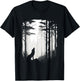 Wolf Howling Silhouette Forest Wildlife T-Shirt - T-Shirt | Black