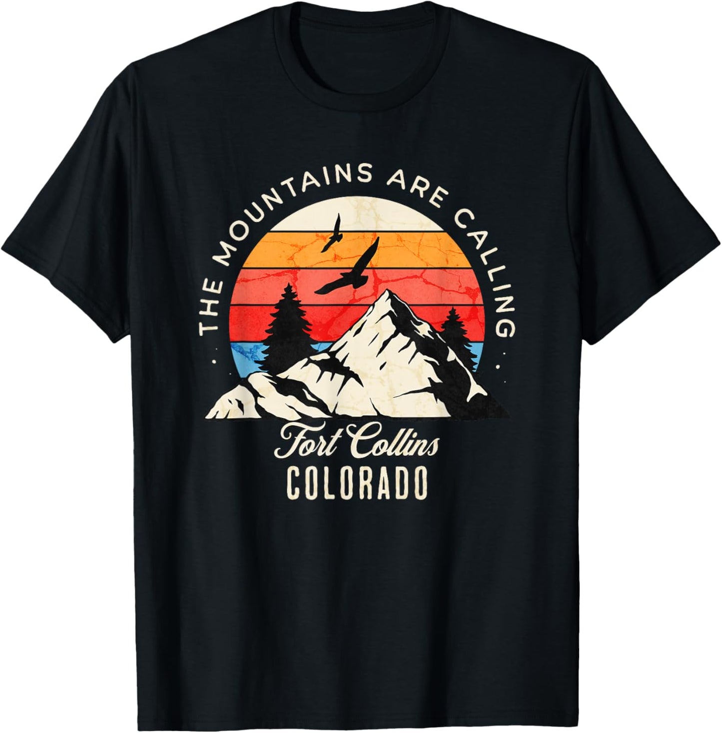 Fort Collins Colorado The Mountains are Calling T-Shirt - T-Shirt | Black