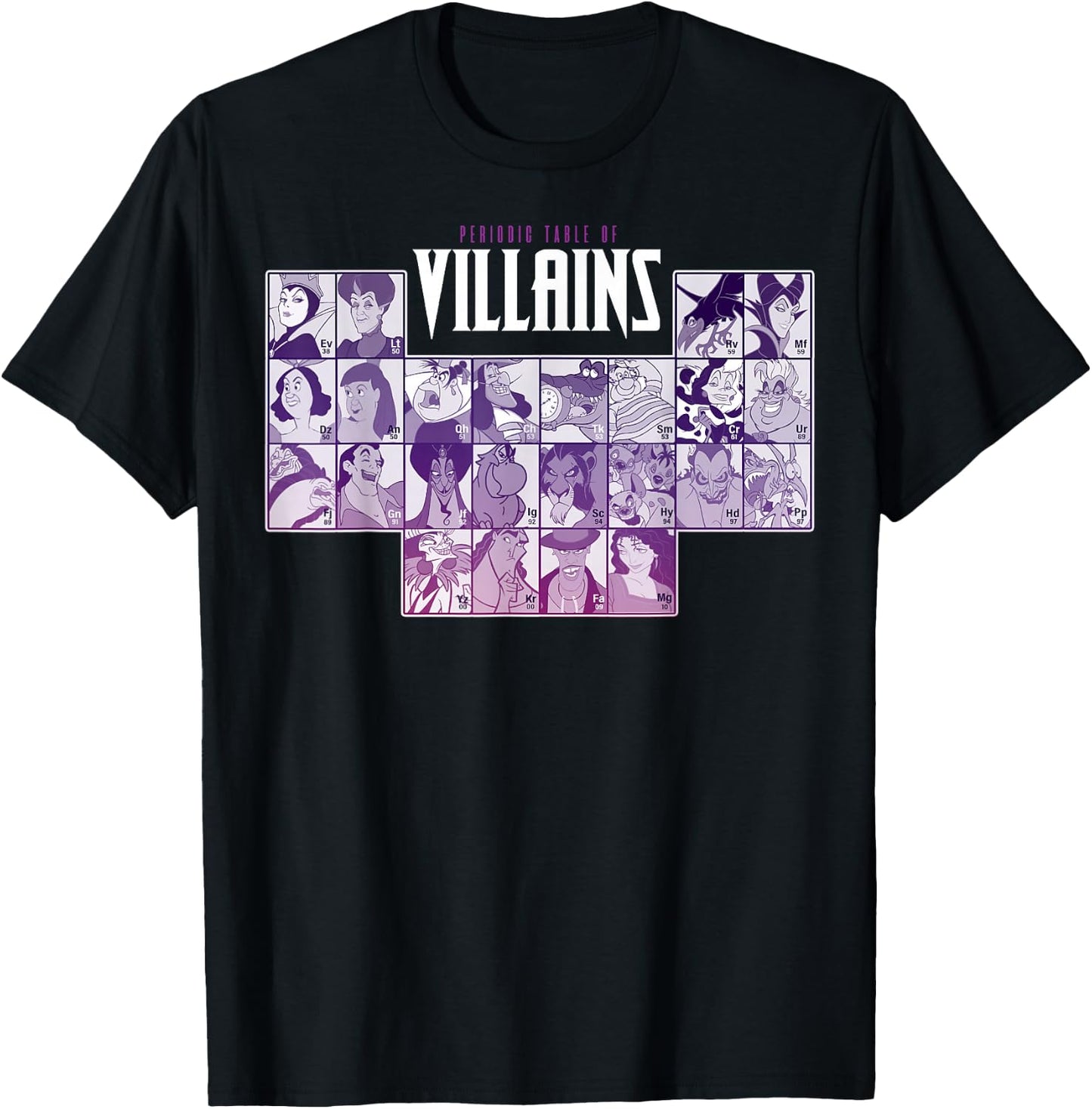 Disney Villains Periodic Table of Villains Group Shot Small T-Shirt - T-Shirt | Black
