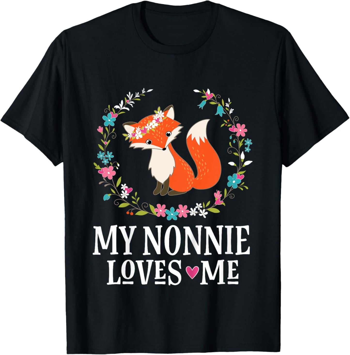 My Nonnie Loves Me Granddaughter Fox T-Shirt - T-Shirt | Black
