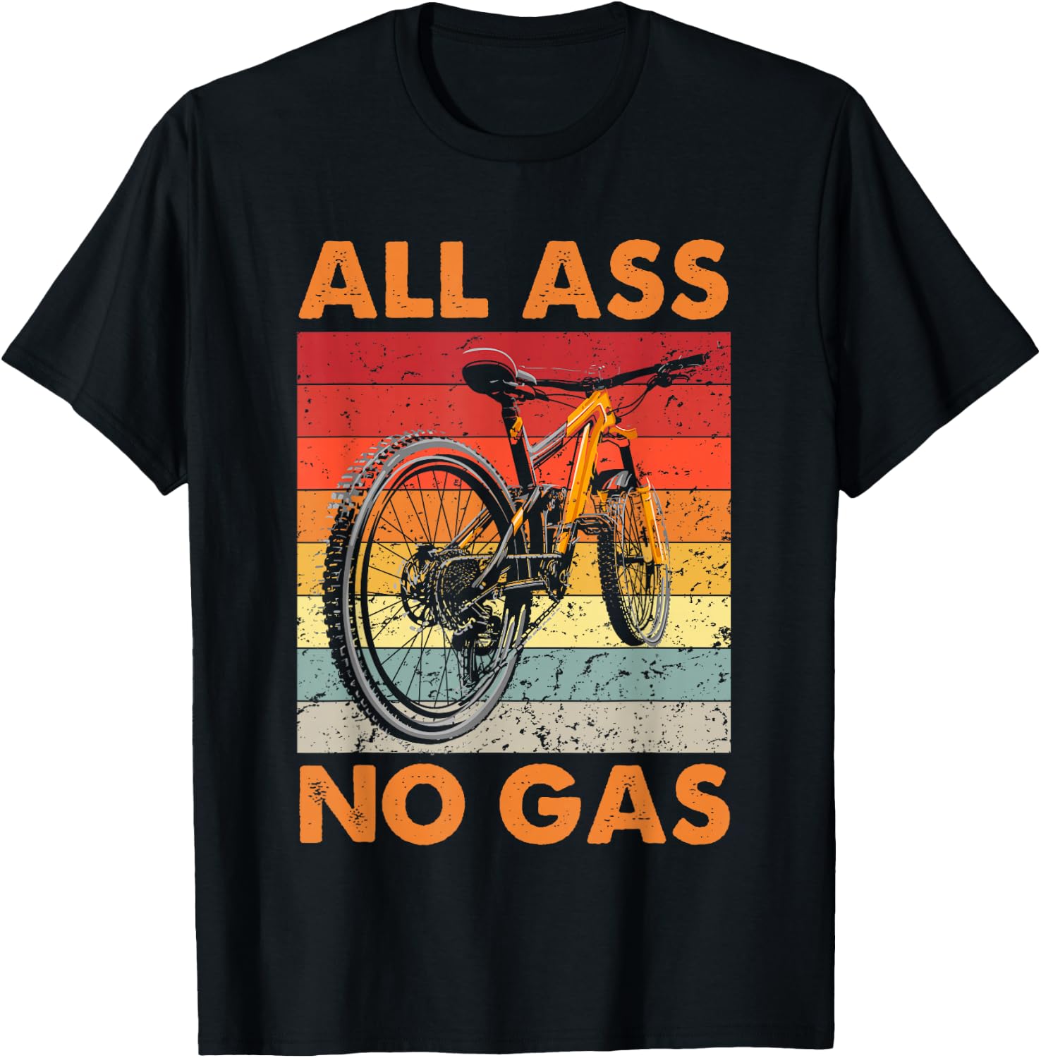 Funny Mountain Bike - All Ass No Gas - MTB Cycling T-Shirt - T-Shirt | Black