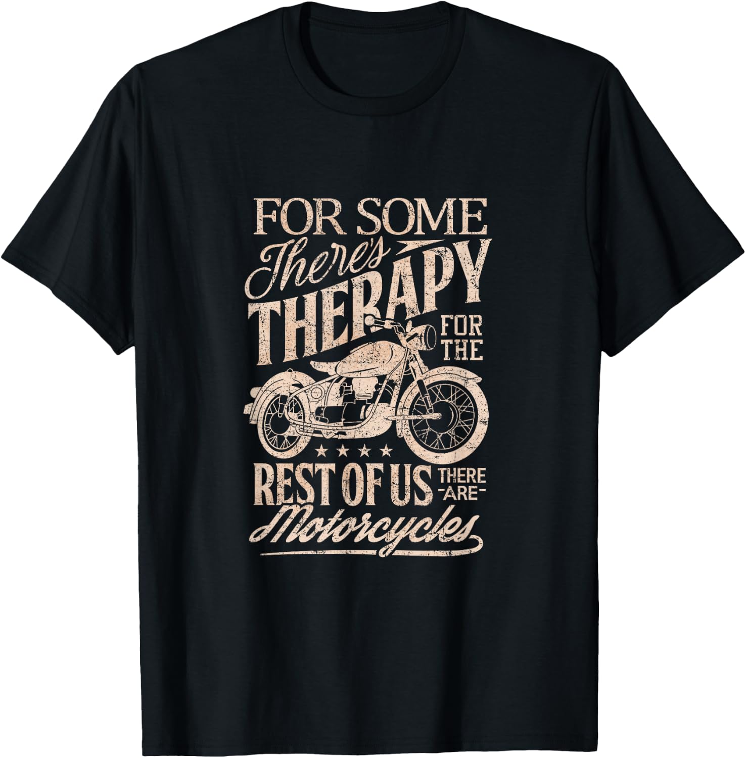 Retro Vintage Motorcycle Rider Therapy T Shirt T-Shirt - T-Shirt | Black