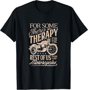 Retro Vintage Motorcycle Rider Therapy T Shirt T-Shirt - T-Shirt | Black