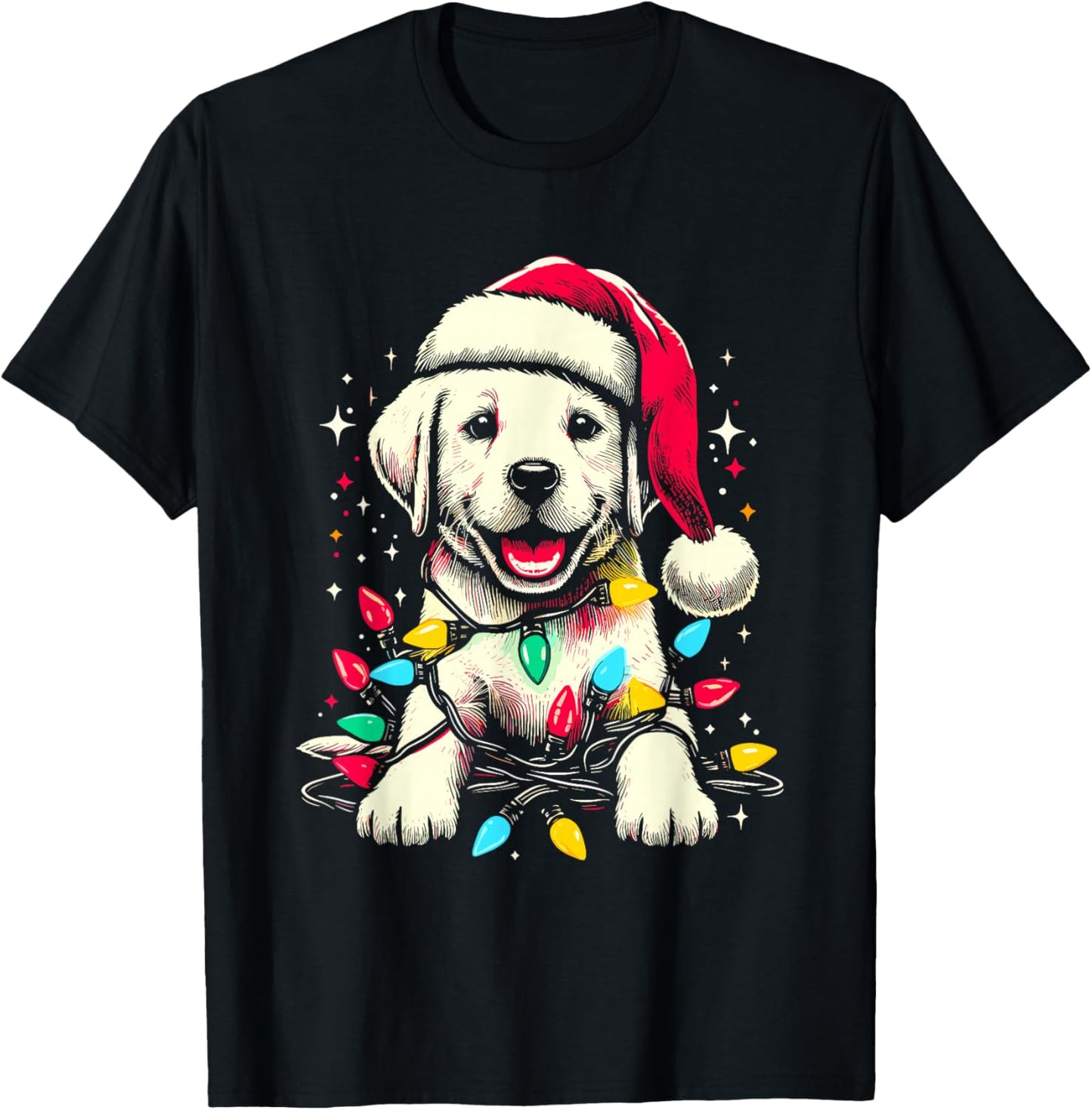 Labrador Santa Hat - Cute Colorful Dog Puppy Christmas Lover T-Shirt - T-Shirt | Black