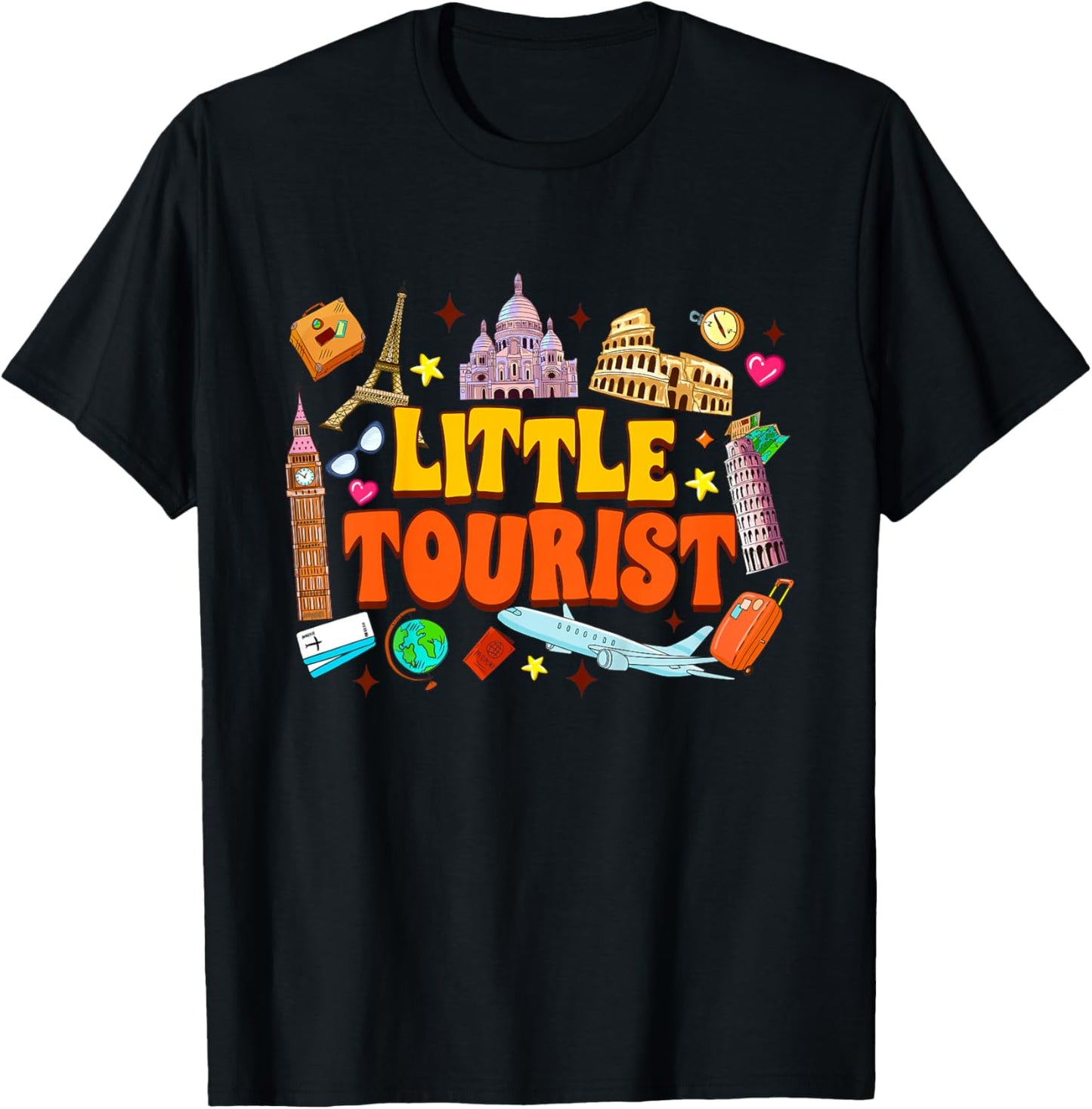 Kids Traveling Lover Europe Vacation London Paris Little Tourist T-Shirt - T-Shirt | Black