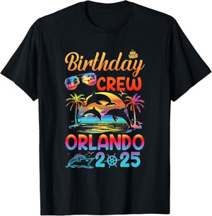 Orlando Birthday Trip Summer Vacation 2025 Matching Group - -Adults, Kids - Black - Small - Short Sleeve - - Retro - - Letter Print - Lightweight T-Shirt - T-Shirt | Black