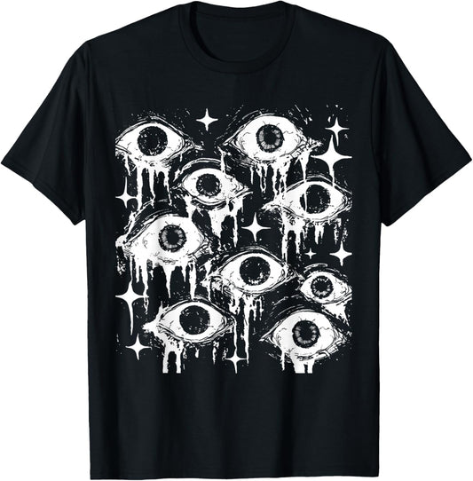 Weirdcore Eyeballs | Goth Witch Goblincore Dark Cottagecore T-Shirt - T-Shirt | Black