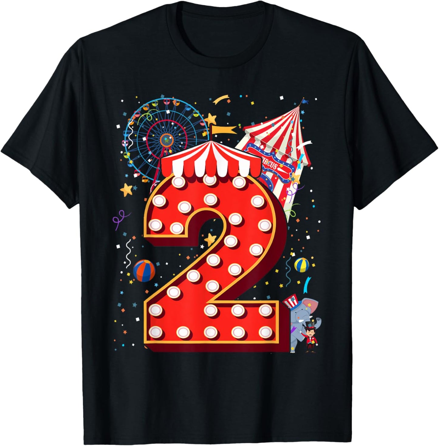 2 Year Old Circus Top Birthday Carnival 2nd Party Toddler T-Shirt - T-Shirt | Black