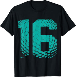 16th Birthday Boy Golf Player Golf 16 Years Old T-Shirt - T-Shirt | Black
