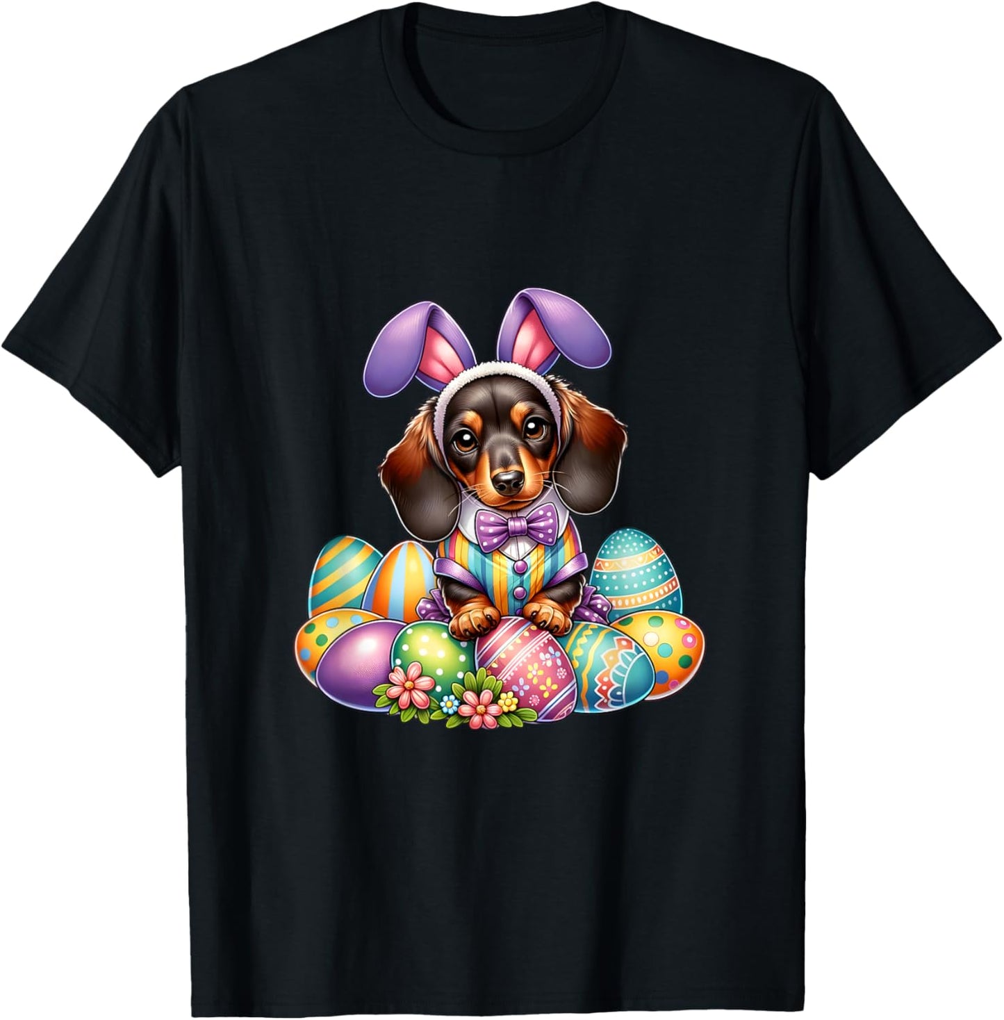 Funny Easter Day Dachshund Bunny Costume T-Shirt - T-Shirt | Black