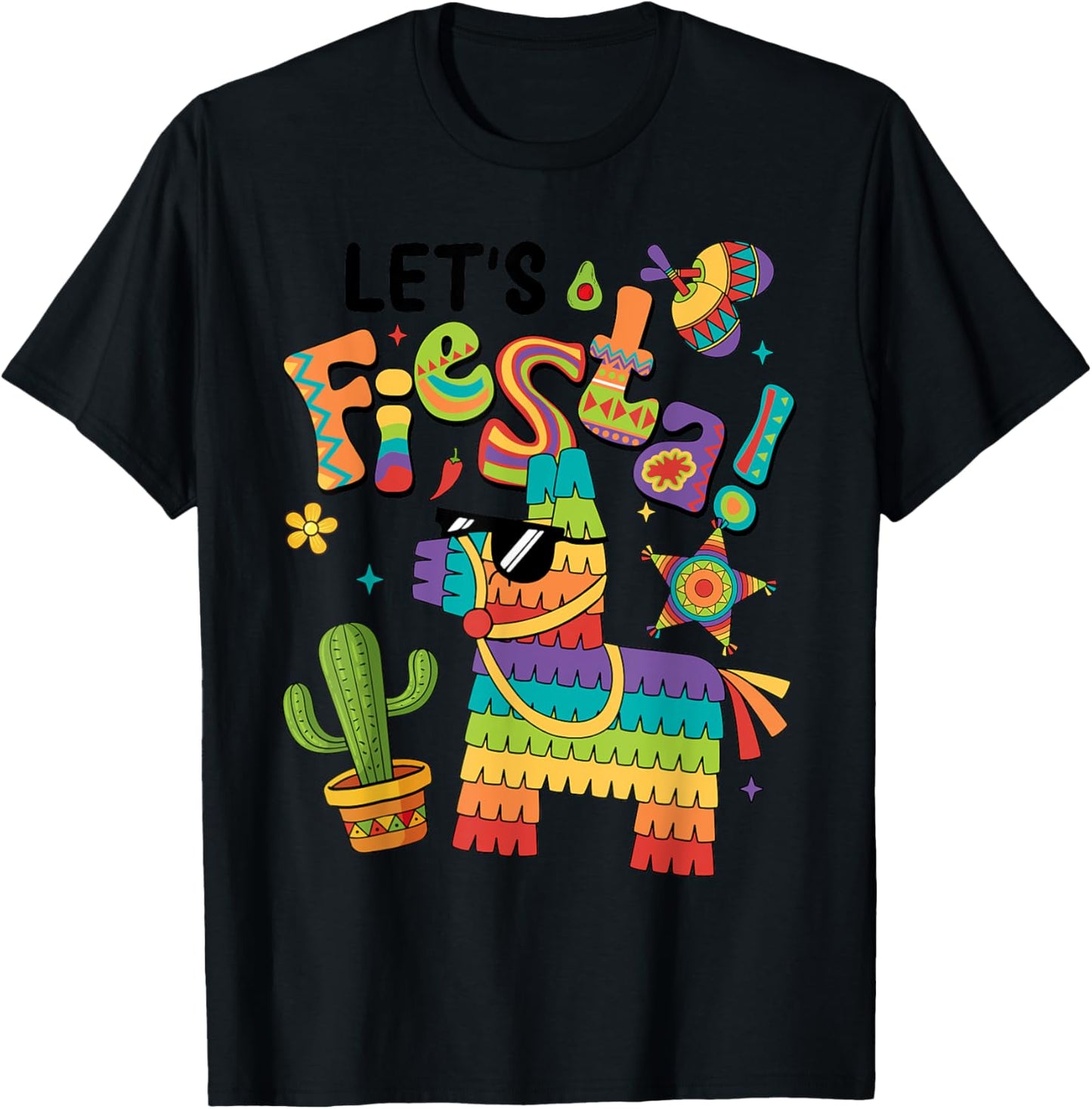 Let's Fiesta Pinata Cinco De Mayo Party Mexican Men Women T-Shirt - T-Shirt | Black