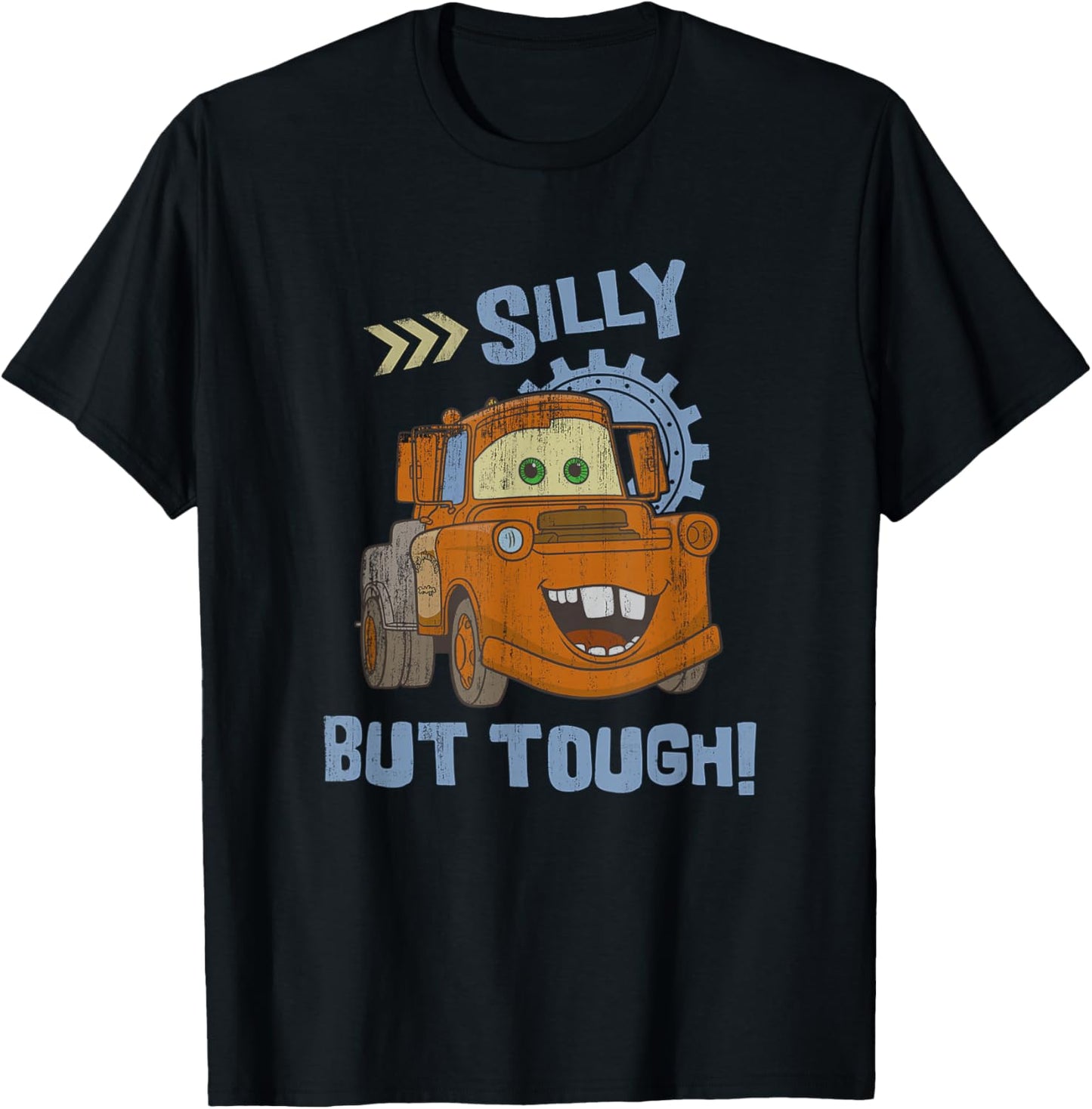 Disney Pixar Cars Silly But Tough Tow Mater Distressed T-Shirt - T-Shirt | Black