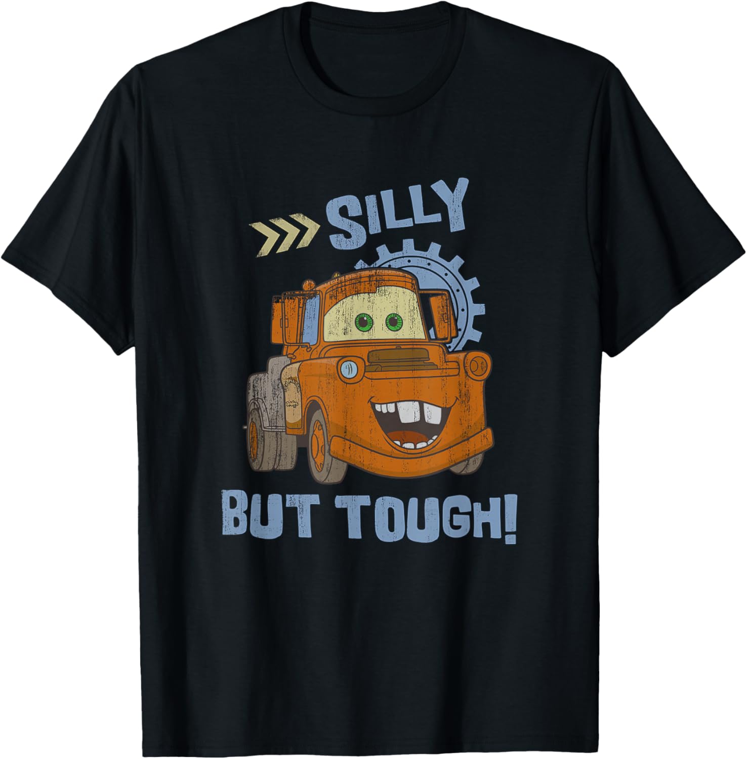 Disney Pixar Cars Silly But Tough Tow Mater Distressed T-Shirt - T-Shirt | Black
