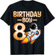 Birthday Boy 8 Years Old Kids Astronaut Space 8th Birthday T-Shirt - T-Shirt | Black