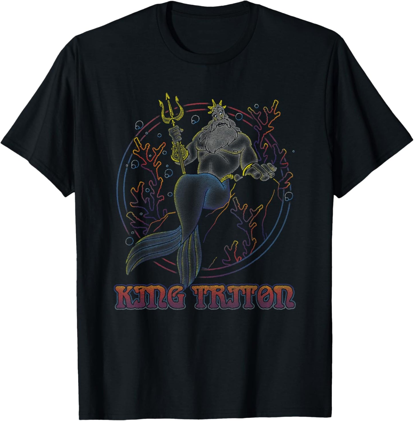 Disney The Little Mermaid King Triton Coral Circle Throne T-Shirt - T-Shirt | Black