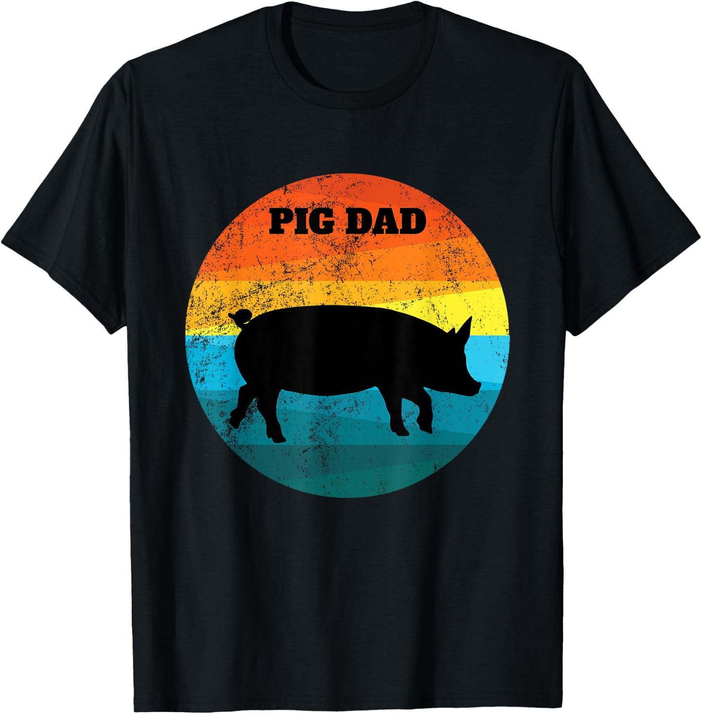 Pot Belly PIG DAD Vintage Retro Men Women Kids Teen Gift T-Shirt - T-Shirt | Black