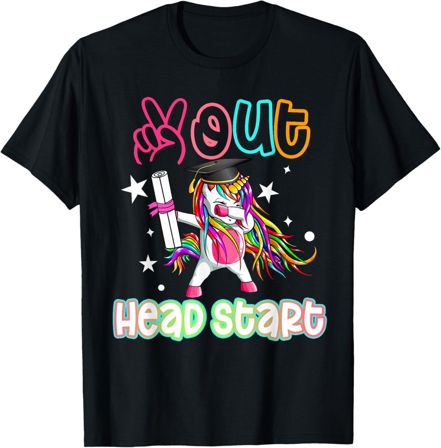 Peace out Headstart Dabbing Unicorn Last Day Of School Kids T-Shirt - T-Shirt | Black
