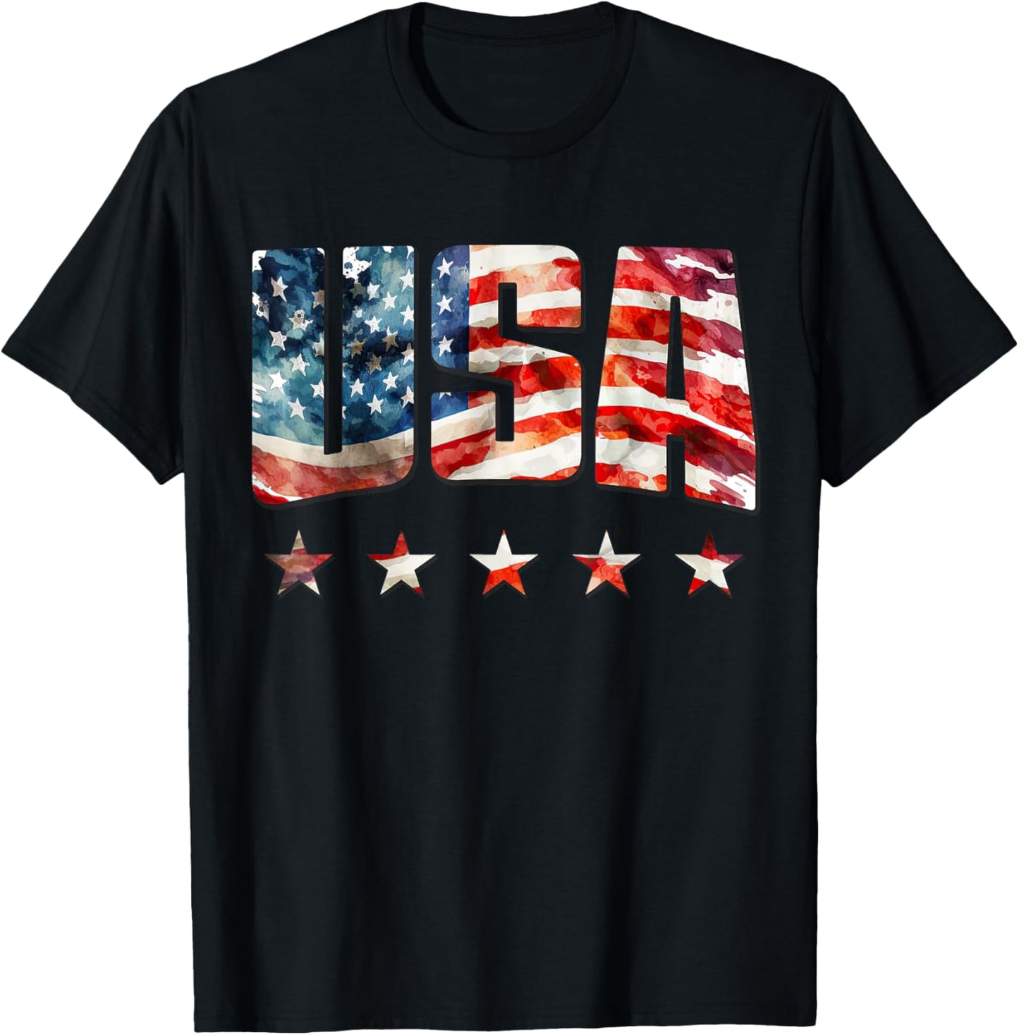 USA Flag Patriotic 4th of July USA American Flag T-Shirt - T-Shirt | Black