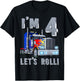 I'm 4 yrs old Let's Roll Kids Big Rig Truck 4th Birthday Boy T-Shirt - T-Shirt | Black