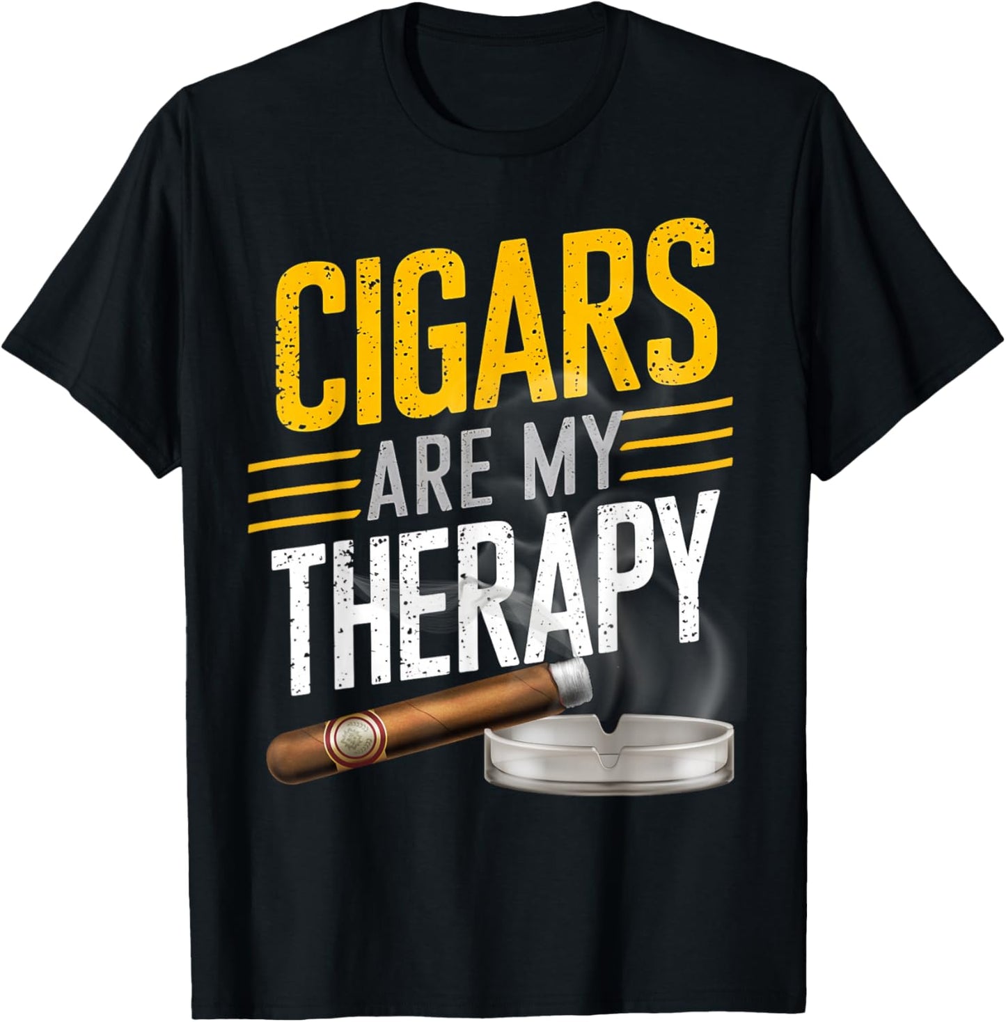Cigars are my Therapy Funny Humor Smoking Cigar Smoker T-Shirt - T-Shirt | Black
