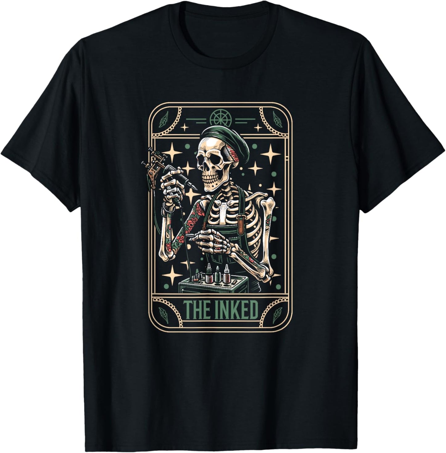 Tattooist Artist Tattoo Tattoos - Skeleton Tarot Card T-Shirt - T-Shirt | Black